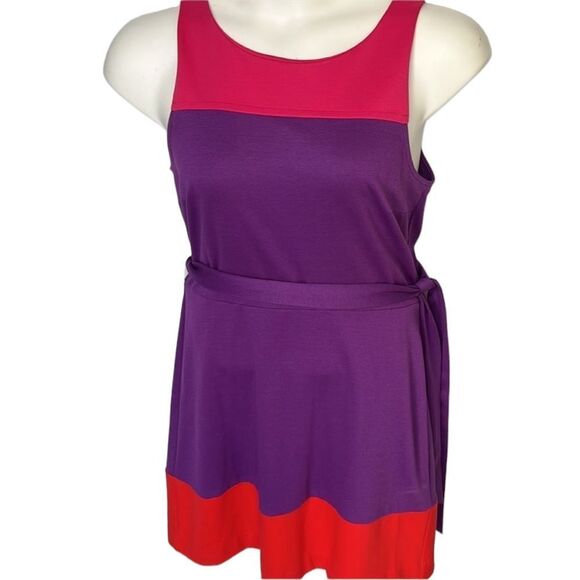 ELLE sleeveless color block knee dress size 12 EXCELLENT - Picture 1 of 10